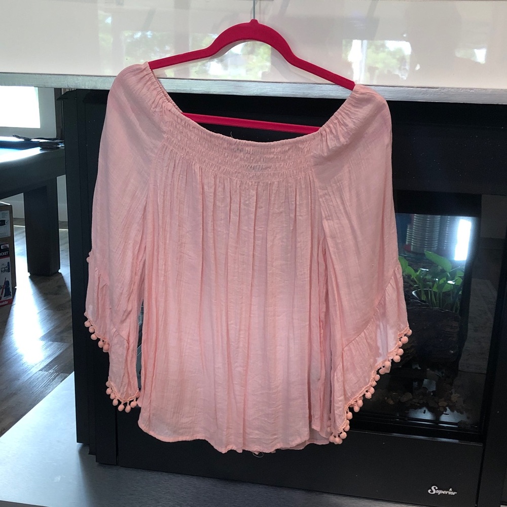 Unique Spectrum Light Pink Off-Shoulder Blouse